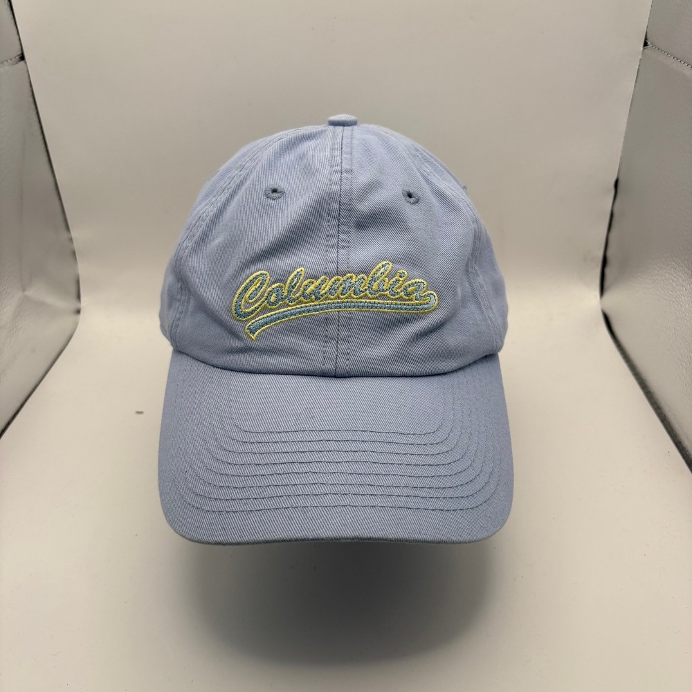 Columbia Sportswear Womens Baseball Cap Hatโ Blue Yellow Script Logo Adjustable